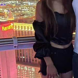 Adorable Champagne strapless off the shoulder crop top